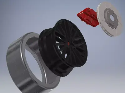 wheel and brake car driver 3D model