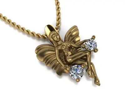 butterfly girl pendant 3D print model