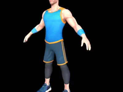 Rigged Stylized Male Athlete Game-Ready Low-Poly 3D Character Low-poly 3D model