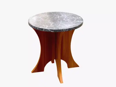Luxury Side Table - Marble Surface and Wooden Frame Low-poly 3D model