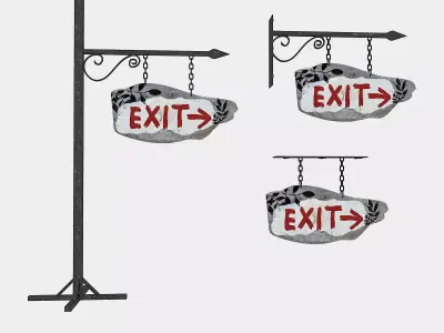 old wooden exit sign 02 Low-poly 3D model