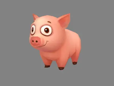 Cartoon piggy Low-poly 3D model
