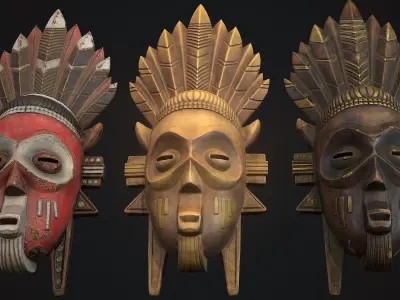 African mask 5 Low-poly 3D model