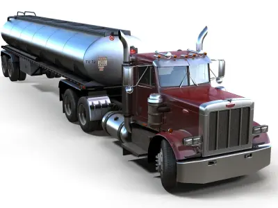 Peterbilt 359 fuel trailer Low-poly 3D model
