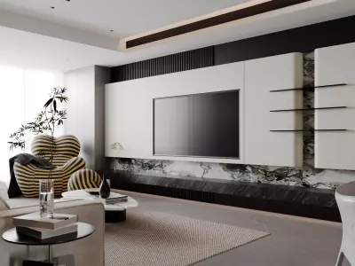 Modern living room dining room interior scenes 265 3D model