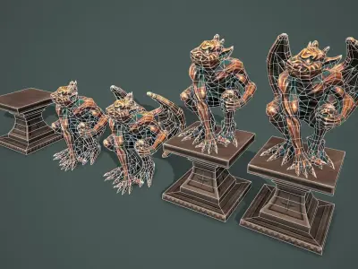 Statue gargoyle Low-poly 3D model