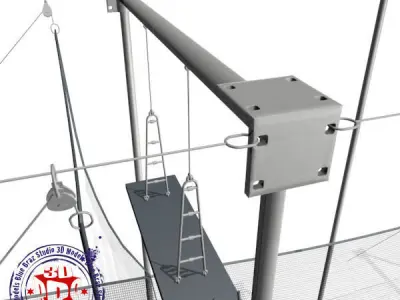trapeze aerial trampoline 3D model