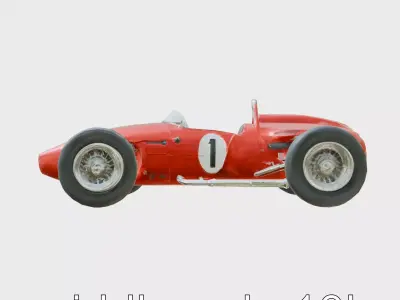 Vintage Racing Car Matte Red Model Low-poly 3D model