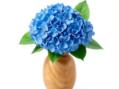 Blue Hydrangea in Wooden Vase Model Pack Low-poly 3D model
