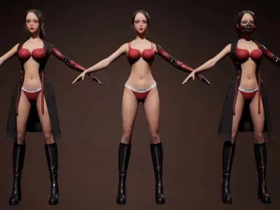 Cyberpunk Girl Low-poly 3D model get