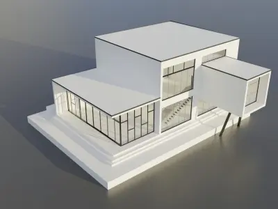 Modern House Scene - empty Low-poly 3D model