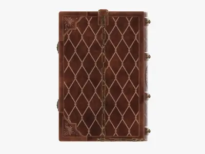 Old book in leather decorated 01 3D model