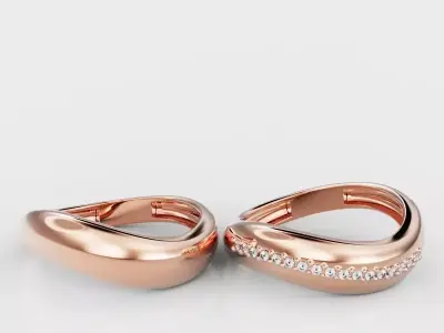 Wave ring and Wave ring with diamond 3D Model Pack