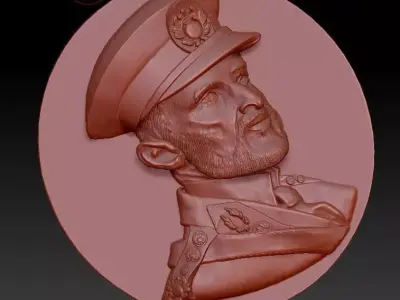 bas-relief of a military man 3D print model