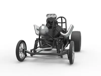 Vintage Front engine dragster Base Version 2 Scale 1 to 25 3D print model