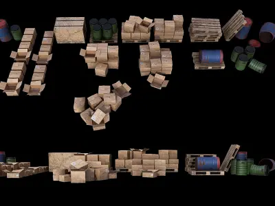 Warehouse Set dirt PBR Game Ready Low-poly 3D model