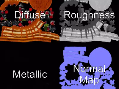 Caramel Berry Cake model pack Low-poly 3D model