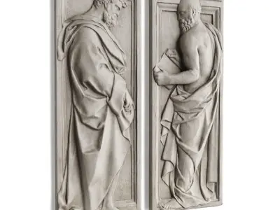 Philosophers relief wall panel 3D model