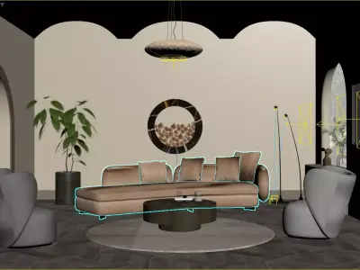 Mid Century interior scene 3D model