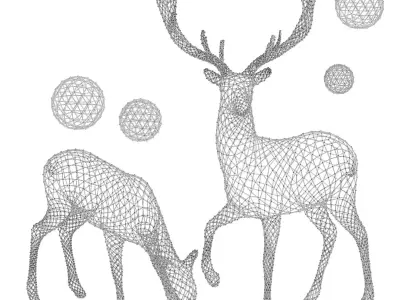 New Year Deer made of garlands 3D model