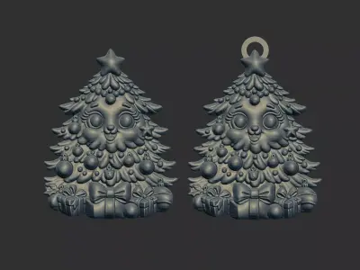 cute christmas tree cnc keychain 3D print model