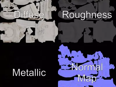 Ornate Marble Fountain model pack Low-poly 3D model