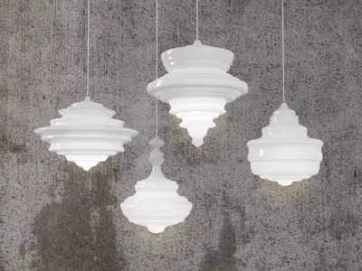 N G two pendant lights hanging from concrete wall 3D model