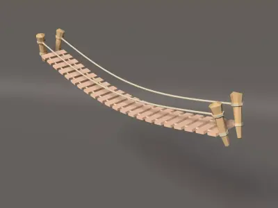 Low Poly Bridge wooden ladder Low-poly 3D model