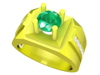 Luxury Square Gemstone Men Ring Jewelry Design 4829 3D print model