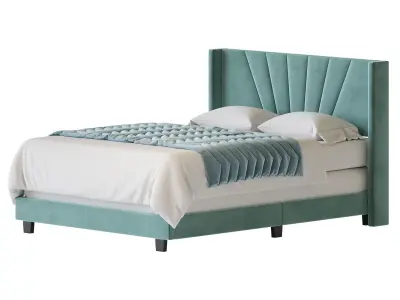 Boyd Sleep Valencia Velvet Upholstered Platform Bed 3D model