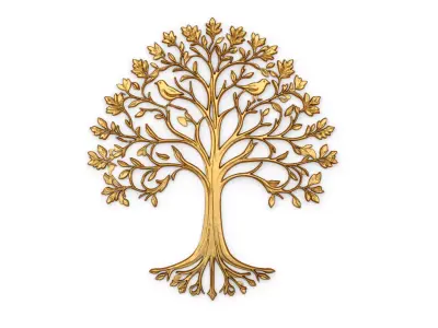 decor set wall panel wall tree relief mural CNC 46 3D model