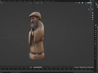 Old Man Wooden statue for game asset or 3d printing 3D model