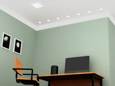 Simple Industrial Office Furniture Set Pack Low Poly BaseBoards Low-poly 3D model