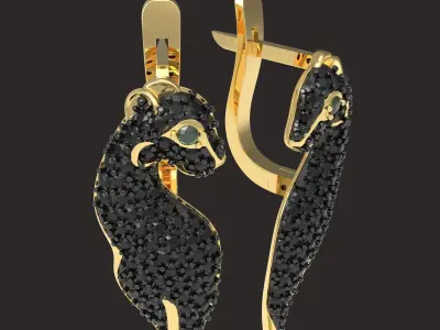 Black panther earrings 3D printble model 3D print model