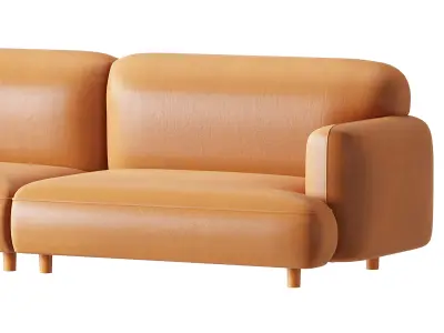 Modern Faux Leather Sofa-2 3D model