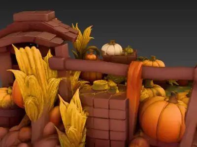 Thanksgiving Stylized Autumn Set Harvest Low Poly Game-Ready  Low-poly 3D model