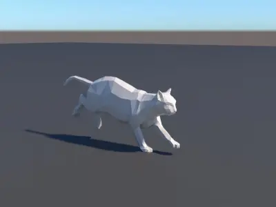 lowpoly Cat running Low-poly 3D model