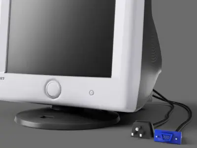 Generic Vintage CRT Computer Monitor - Lowpoly GameAsset Low-poly 3D model