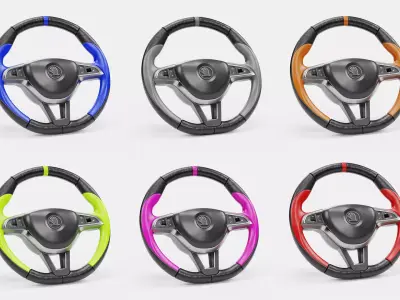 Six Color Steering Wheel Collection 3D Model Pack