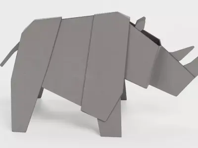 Paper Rhino Low-poly 3D model