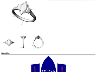 Ring 3- Stone-0012-Q1 3D print model