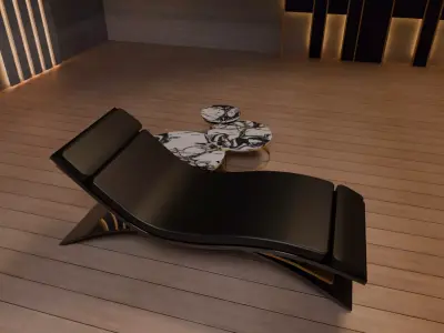 Italian Luxury Chaise Lounge and Coffee Table Low-poly 3D model