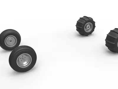 Wheel Set of water pumper Sand buggy Version 2 Scale 1 to 25 3D print model