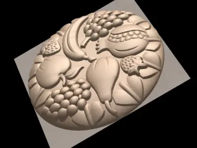 Fruit-Themed 3D Bas Relief Model for CNC and Engraving 3D print model
