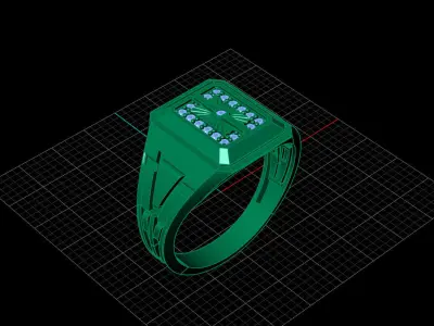 Print Ready STL 3DM  Gents Rings Diamond Men Ring  3D print model 63