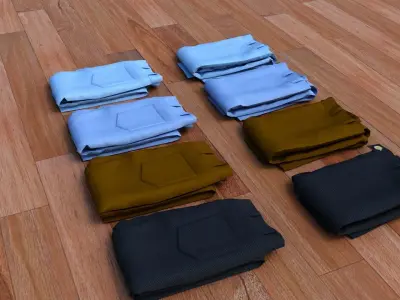 Textured Folded Jeans 3D model