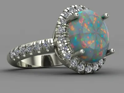Opal Engagement Ring For Women 3d Print Model Free 3D print model
