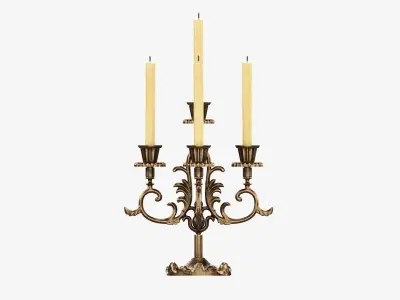 Candlestick with candles antique 05 3D model