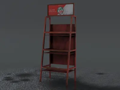 Motor Oil Stand Shelf Rack only - 3 Variants  New-Old-Aged Low-poly 3D model