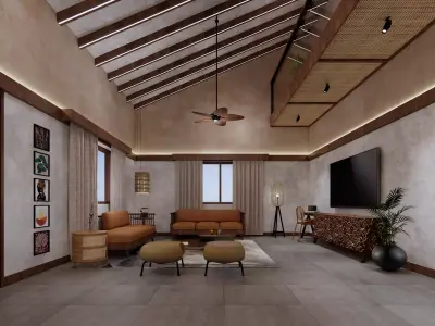 Resort - Cottage - bedroom - interior 3D model